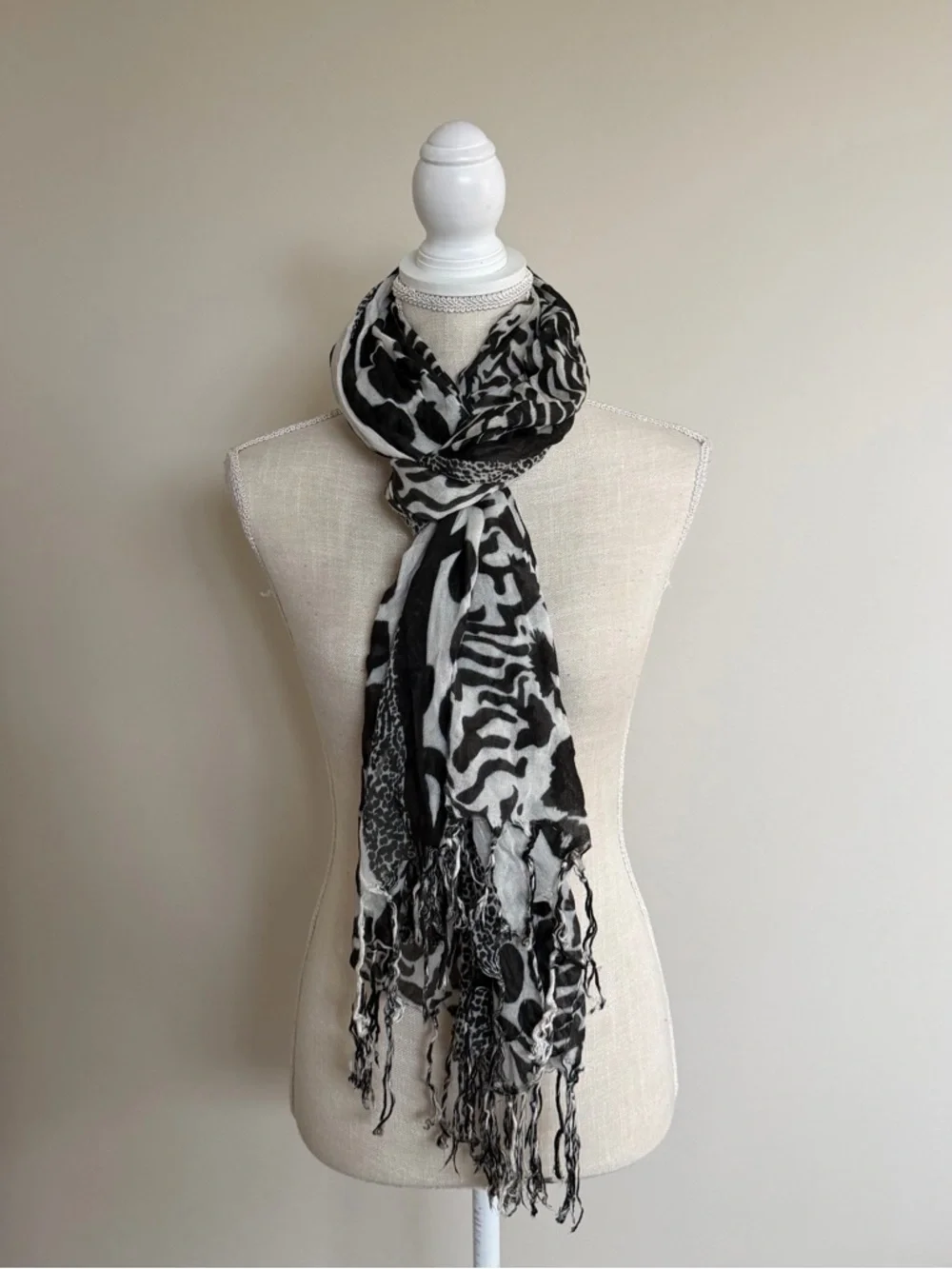 Black and White Animal Print Scarf